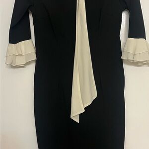 Homeyee Chic Black and Cream Long Sleeve Dress Size U.S. S - Med